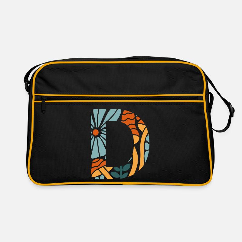 Buchstabe D Groovy Flowers Geschenkidee Retro Tasche