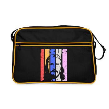 Jésus Vintage Rétro Pop Art Portrait - Sac Retro - noir/or - Devant