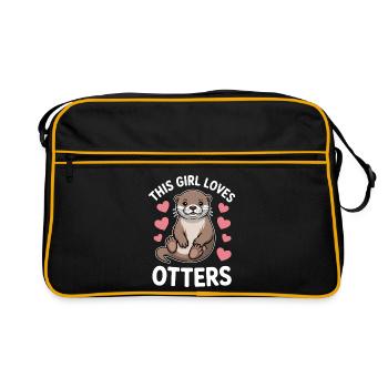 Loutre disant fille drôle loutre cadeau - Sac Retro - noir/or - Devant