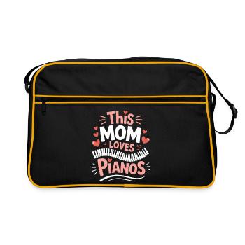 Klavier Spruch Piano Lustiges Klavier Geschenk - Retro Tasche - Schwarz/Gold - Vorne