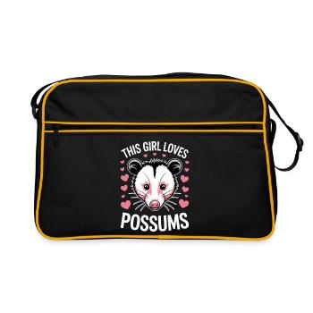 Opossum Spruch Beutelratte Lustig Opossum Geschenk - Retro Tasche - Schwarz/Gold - Vorne