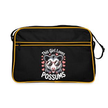 Opossum Spruch Beutelratte Lustig Opossum Geschenk - Retro Tasche - Schwarz/Gold - Vorne