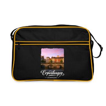 Kopenhagen Dänemark - Retro Tasche - Schwarz/Gold - Vorne