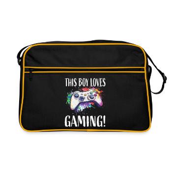 This Boy Loves Gaming - Retro Tasche - Schwarz/Gold - Vorne