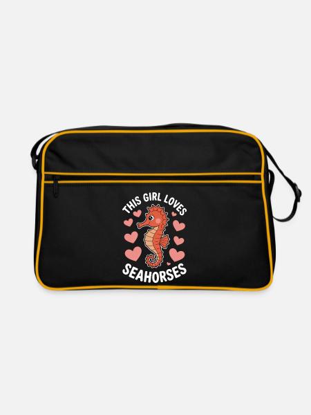 Seahorse Saying Funny Seahorse Gift - Retro Bag - black/gold - Front