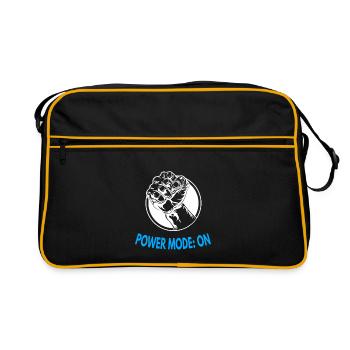Power Mode: ON – Strong Fist Graphic - Retro Tasche - Schwarz/Gold - Vorne