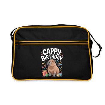 Capybara Anniversaire Cappy Anniversaire Drôle de capy - Sac Retro - noir/or - Devant