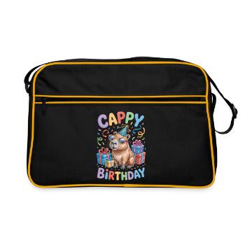 Capybara Anniversaire Cappy Anniversaire Drôle de capy - Sac Retro - noir/or - Devant