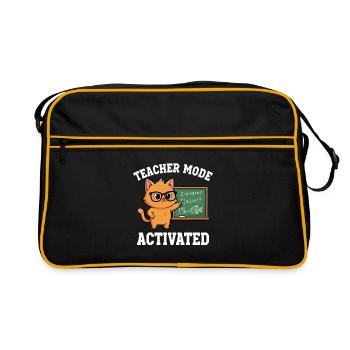 Teacher Mode Activated Teacher Cat Funny Saying - Retro Bag - black/gold - Front