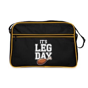 It's Leg Day Gym Cheat Day Bein Training Fitness - Retro Tasche - Schwarz/Gold - Vorne