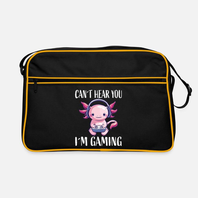 Gaming Axolotl mit Kopfhörer Retro Tasche
