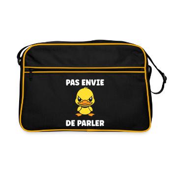 Canard grognon – Pas envie de parler - Sac Retro - noir/or - Devant