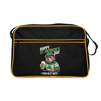 St Patrick's Bear with Green Coat - Retro Bag - black/gold - Front