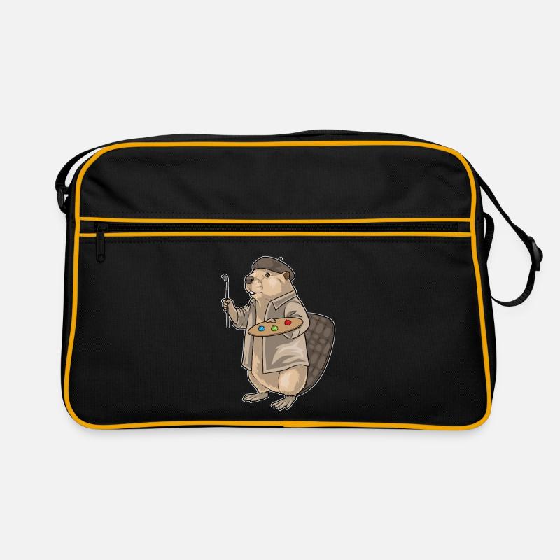 Beaver Painter Brush Painting Retro Bag