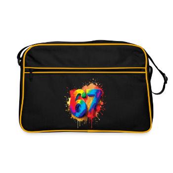 Number 67 Splash Colorful Design Number - Retro Bag - black/gold - Front