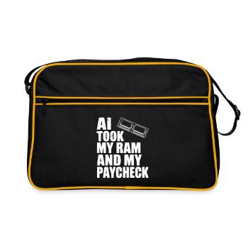 KI hat meinen RAM und mein Gehalt genommen - Retro Tasche - Schwarz/Gold - Vorne