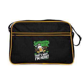 Bière de skateboard drôle – Skater qui boit cool - Sac Retro - noir/or - Devant