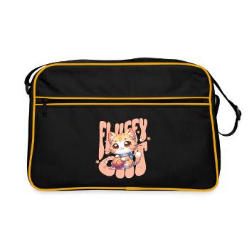 Cuddly Kitten with Yarn Ball Fluffy Cat Cat - Retro Bag - black/gold - Front