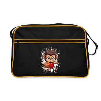 Basketball Affe Streetball - Retro Tasche - Schwarz/Gold - Vorne