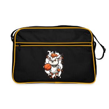 Basketball Stier Comic - Retro Tasche - Schwarz/Gold - Vorne