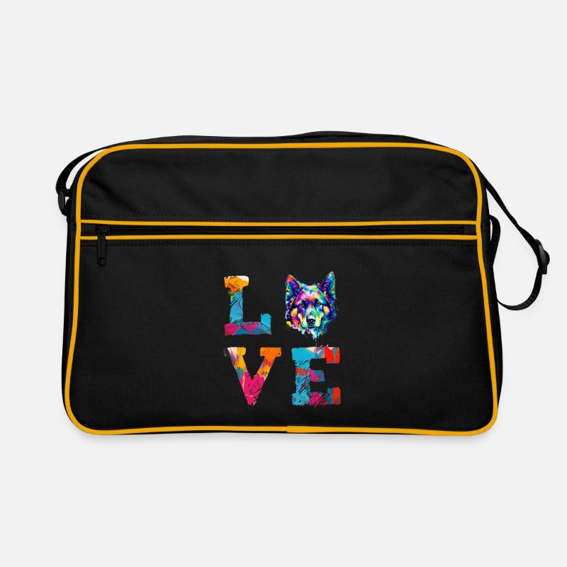 Deutscher Schäferhund Liebeskunst Buntes Hunde-Mama-Papa-Geschenk Retro Tasche
