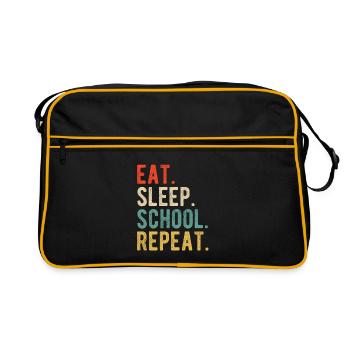 Eat Sleep School Repeat Retro Typography - Retro Bag - black/gold - Front