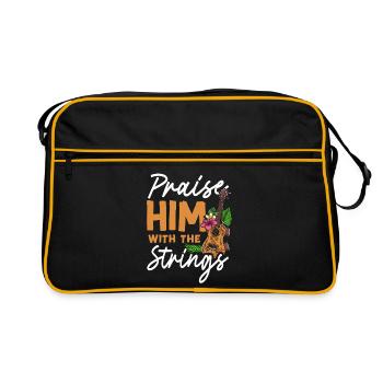 Hawaiian Ukulele Uke Praise Him - Retro Bag - black/gold - Front