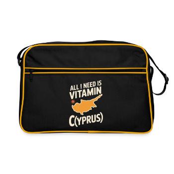 Zypern All I Need Is Vitamin Cyprus Zypern Flagge - Retro Tasche - Schwarz/Gold - Vorne