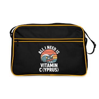 Chypre Tout ce dont j’ai besoin, c’est de vitamines Chypre Drapeau chypriote - Sac Retro - noir/or - Devant