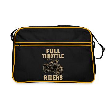 Full Throttle Riders, Biker Motorrad Motiv - Retro Tasche - Schwarz/Gold - Vorne