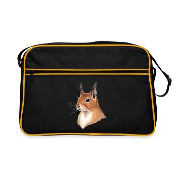 Tête d’écureuil illustrée - Sac Retro - noir/or - Devant