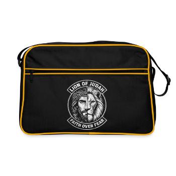 Löwe Juda: Glaube über Angst - Retro Tasche - Schwarz/Gold - Vorne