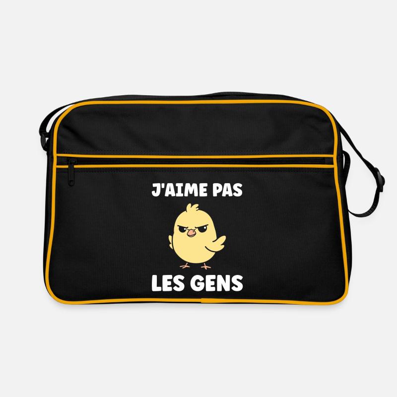 J'aime pas les gens - Sac Retro - noir/or