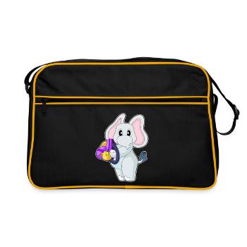 École de sac à dos pour élèves éléphants - Sac Retro - noir/or - Devant