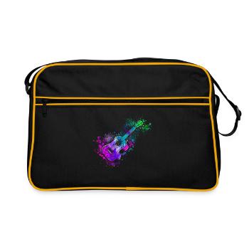 Hawaiian Ukulele Uke Watercolor - Retro Tasche - Schwarz/Gold - Vorne