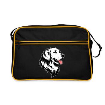 Golden Retriever front weiß - Retro Tasche - Schwarz/Gold - Vorne