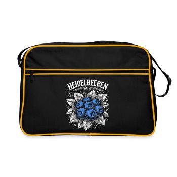 Heidelbeeren Vintage Siebdruck - Retro Tasche - Schwarz/Gold - Vorne