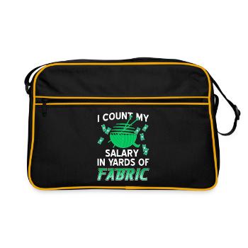 Salary in Yards of Fabric Funny Sewing Humor - Retro Bag - black/gold - Front