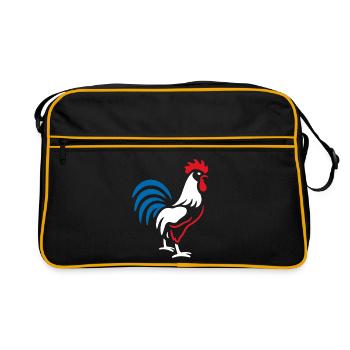Vibrant blue red rooster - Retro Bag - black/gold - Front