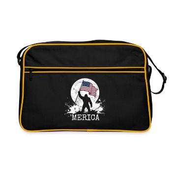 America Bigfoot Moon Funny Bigfoot for Men z - Retro Bag - black/gold - Front
