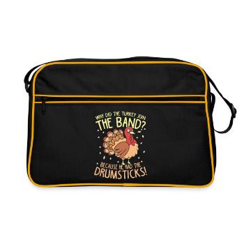Dinde dans le groupe : blague sur les baguettes de batterie - Sac Retro - noir/or - Devant