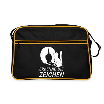 Zeichen Erkennen Katzenblick - Retro Tasche - Schwarz/Gold - Vorne