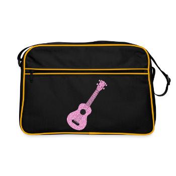 Hawaiian Ukulele Uke Diamonds - Retro Tasche - Schwarz/Gold - Vorne