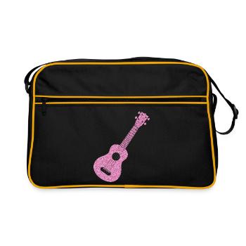 Hawaiian Ukulele Uke Diamonds - Retro Tasche - Schwarz/Gold - Vorne