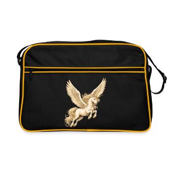 Licorne ailée – Motif fantastique magique - Sac Retro - noir/or - Devant