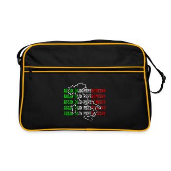 Souvenirs drôles d’huile à l’ail et piment en Italie - Sac Retro - noir/or - Devant