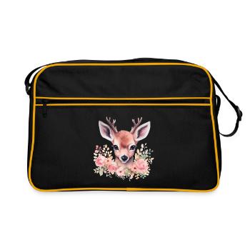 Motif traditionnel de cerf et de biche pour costumes féminins – Traditionnel - Sac Retro - noir/or - Devant