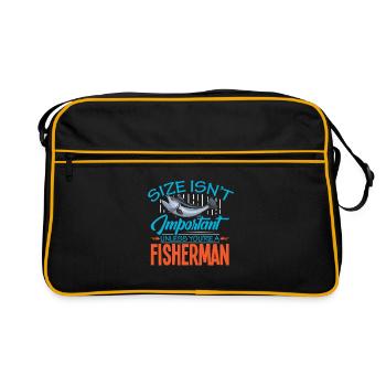Angeln Angler Fische Fischer Sprüche Petri Heil - Retro Tasche - Schwarz/Gold - Vorne