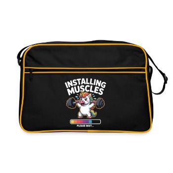 Unicorn lifts weights - Retro Bag - black/gold - Front