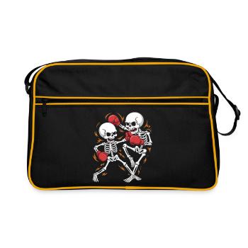 Boxing skeletons in bone rhythm - Retro Bag - black/gold - Front